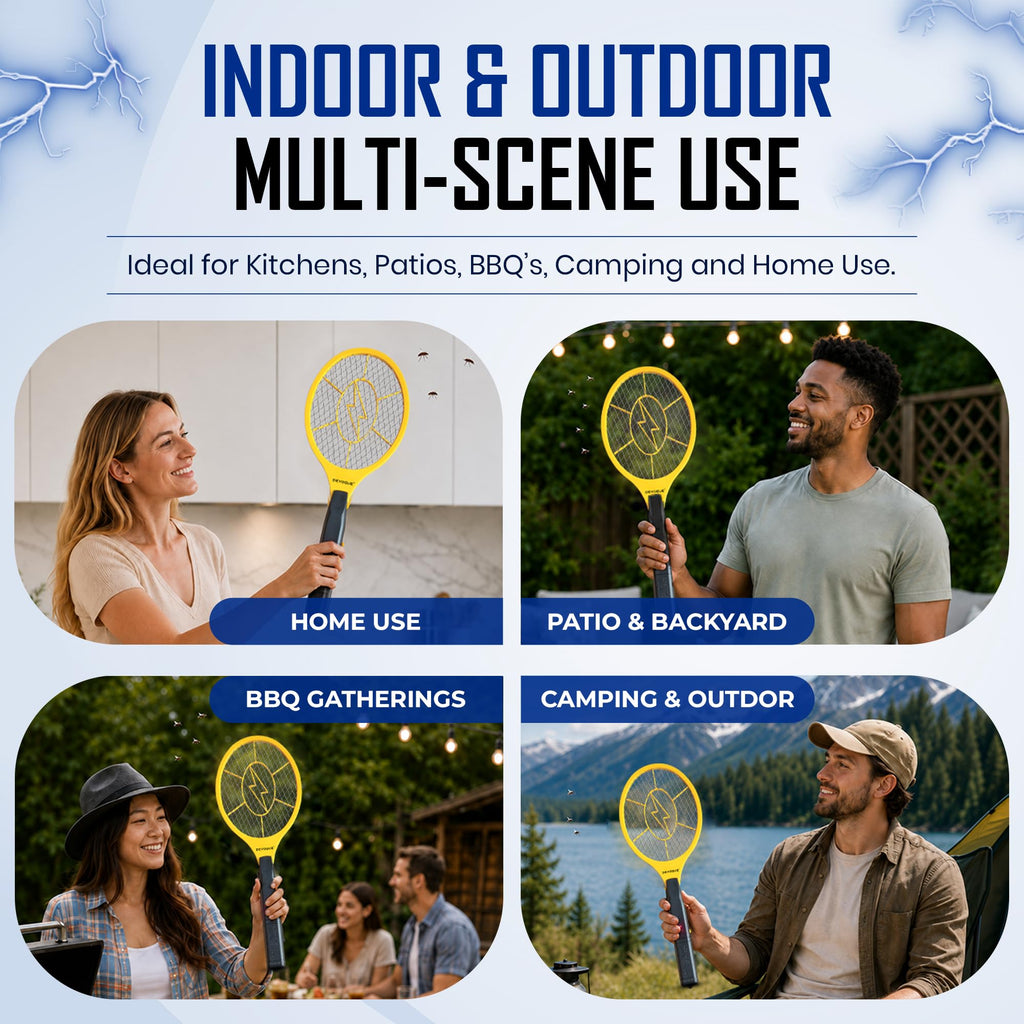 DEVOGUE® Electric Fly Swatter Bug Zapper Battery Operated Flies Killer Indoor and Outdoor Pest Control Mosquito Zapper and Insect Catcher Racket