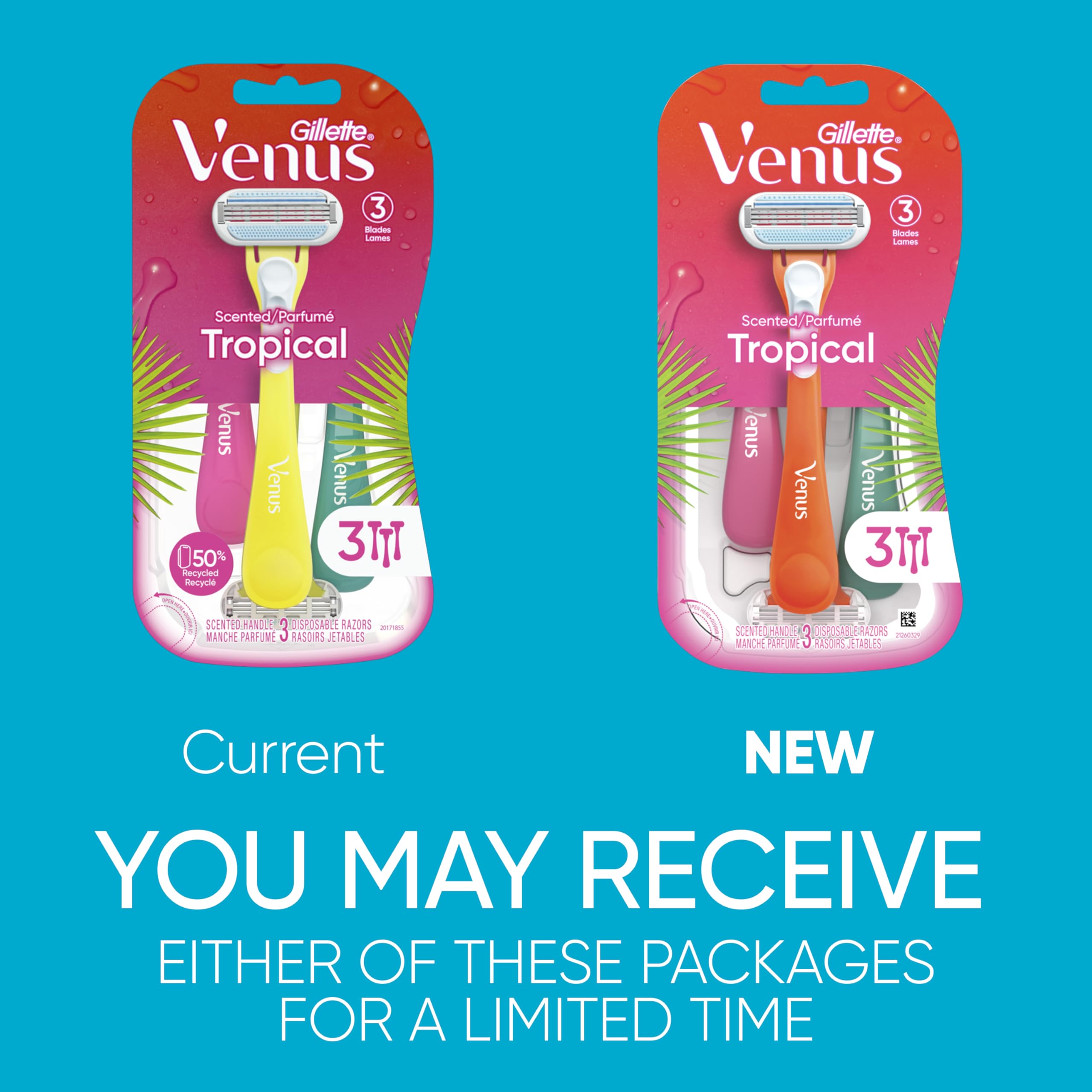 Gillette Venus Tropical Women's Disposable Razor, 3 Count