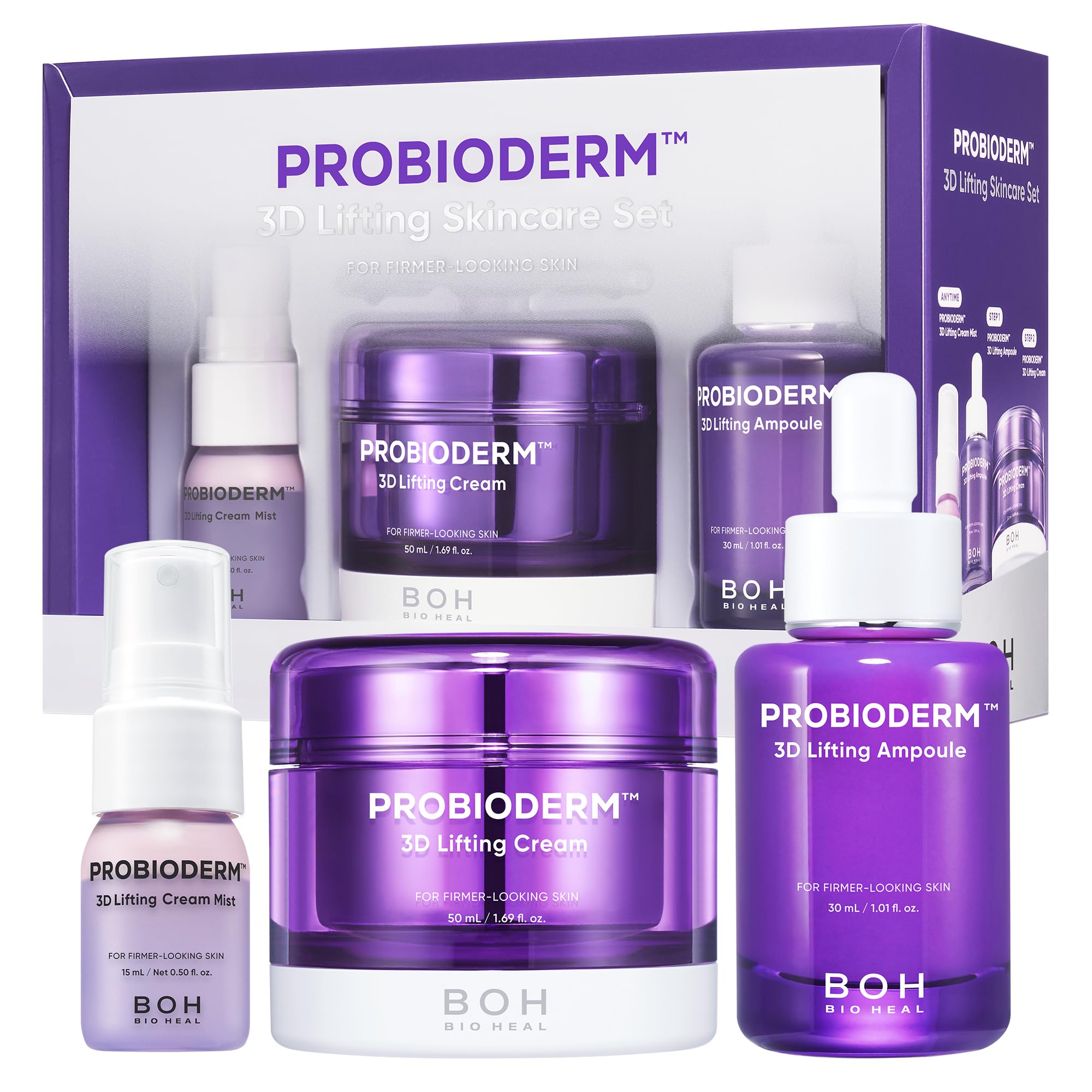 [Cardi B's Pick] BIOHEAL BOH Probioderm 3D Lifting Cream 1.7 fl oz - Advanced Korean Facial Night Cream with 17-Peptide Complex & Probioderm for Face and Neck, Butter-Rich Texture for Perfect Slugging