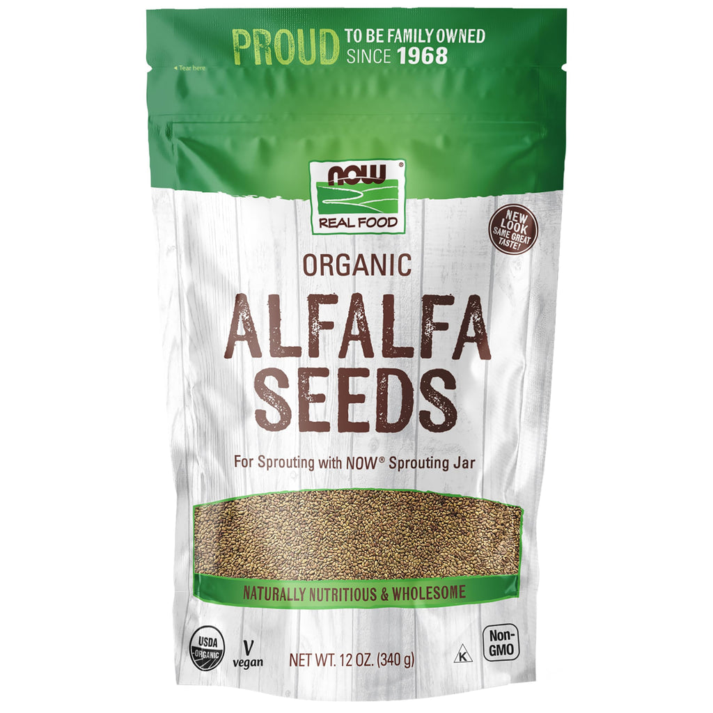 Buy now NOW Foods, Organic Alfalfa Seeds For Sprouting, Grown in the USA, Certified Non-GMO, 12-Ounce (Packaging May Vary) at indiglob india