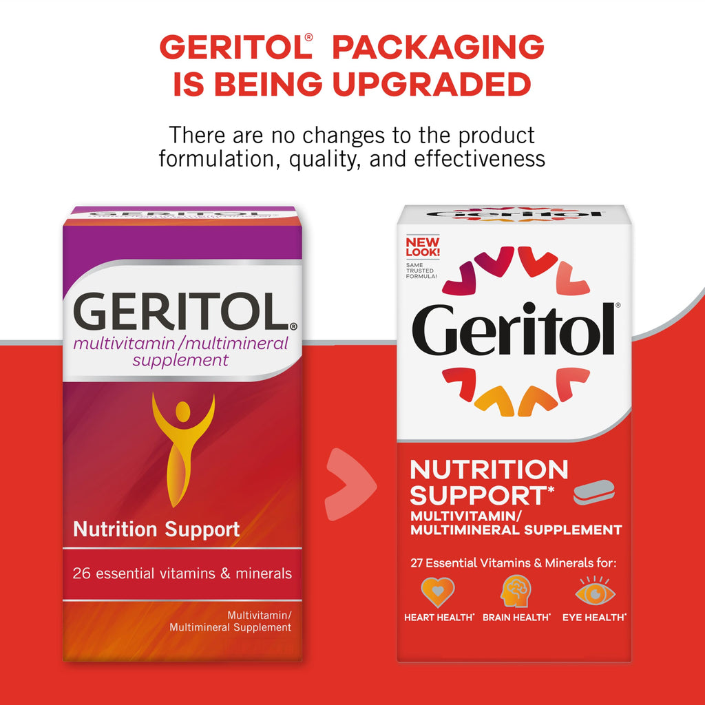 Geritol Multivitamin Supplement, 27 Essential Vitamins & Minerals, 40 Tabs | Daily support for adults, multivitamin tablets with 27 essential vitamins and minerals, gluten-free, non-GMO