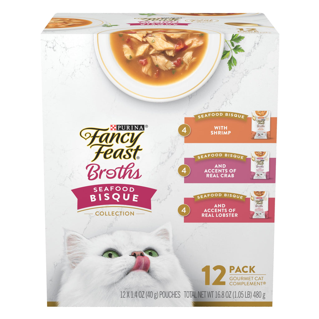 Purina Fancy Feast Seafood Bisque Cat Food Topper (12 Pack) 1.4 oz Pouches