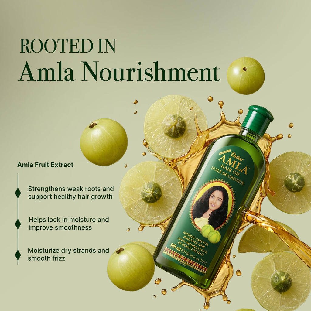 Dabur Amla Hair Oil – Nourishing with Pure Amla Oil For Hair Growth, 300 ml | Botanical Extracts for Healthy, Moisturized Scalp, Strong, Shiny Hair – Ayurvedic Strengthen Roots for Men & Women
