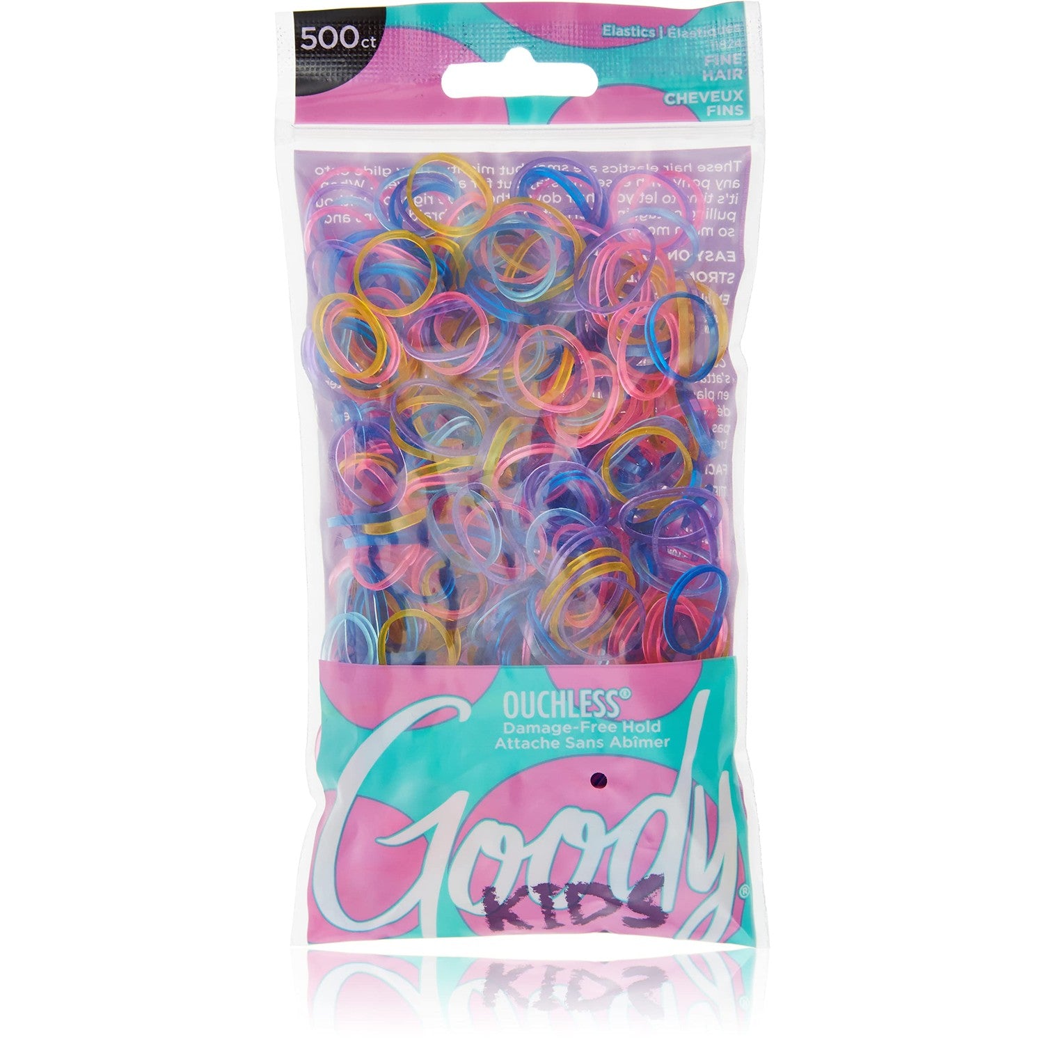 Goody Ouchless Polyband Hair Ties, 250 Ct, Clear, Latex Elastic Bands | Easy Glide, Ultra-Strong Hold Styling Accessories for Women & Men, Secure Hold Ridge Design, All Hair Types