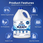 (6 Gallons) Ultra Germicidal Liquid Bleach - For Laundry, Disinfecting, Sanitizing, Deodorizing, Mold & Mildew Stain Remover - 1 Gallon Jugs
