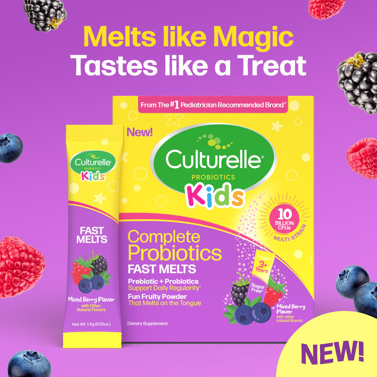 Culturelle Kids Complete Probiotic + Prebiotic Fast Melts, Ages 3+, 30 Ct