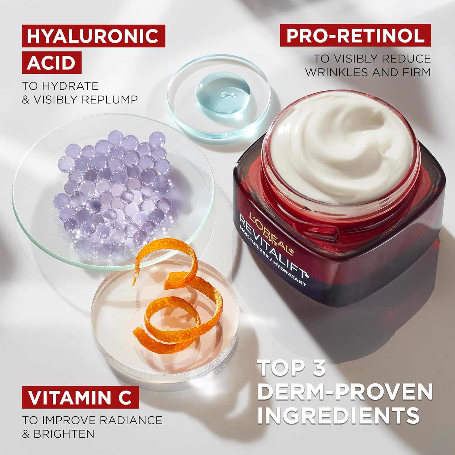 Buy now L'Oreal Paris Revitalift Triple Power Anti-Aging Face Moisturizer, Pro Retinol, Hyaluronic Acid & Vitamin C to Reduce Wrinkles, Firm & Brighten Skin, 1.7 Oz at indiglob india