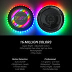 TOSY Flying Disc - 16 Million Colors RGB LEDs, Extremely Bright, Smart Modes, Camping Essentials for Teens/Kids/Adults/Men/Boys/Girls, Auto Light Up, Rechargeable, Waterproof, 175g