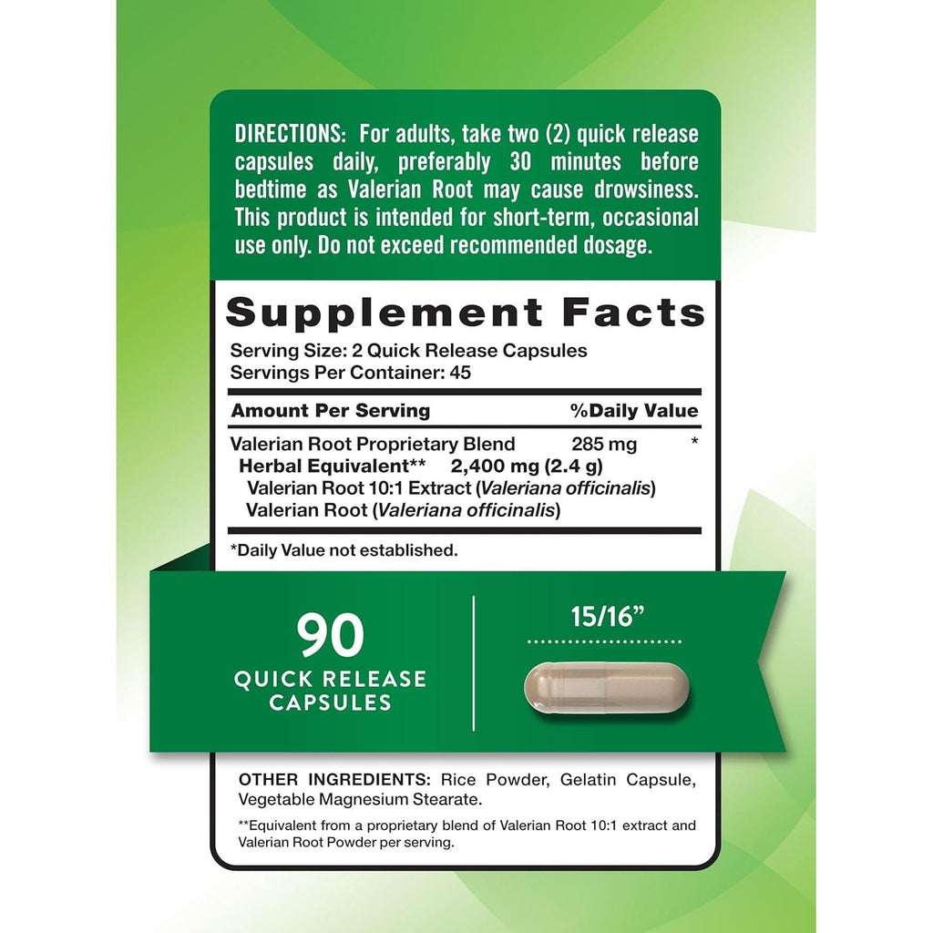 Buy now Nature's Truth Valerian Root Capsules | 2400mg | 90 Count | Non-GMO & Gluten Free Supplement at indiglob india