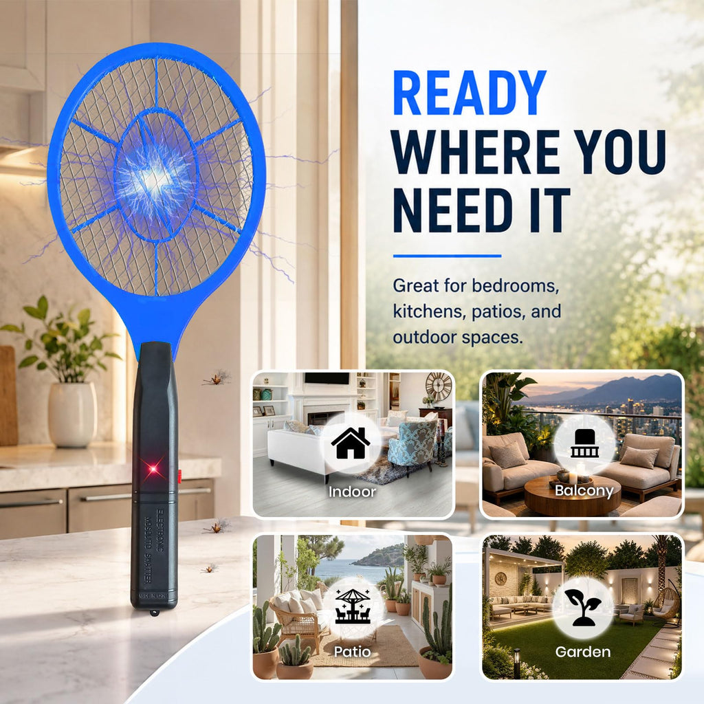 Electric Fly Swatter 2 Pack - 3000V Electric Grid Bug Zapper Racket with Safety Mesh, Handheld Mosquito & Fly Killer for Indoor & Outdoor Use, AA Batteries Required (Not Included)