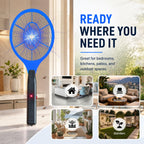 Electric Fly Swatter 2 Pack - 3000V Electric Grid Bug Zapper Racket with Safety Mesh, Handheld Mosquito & Fly Killer for Indoor & Outdoor Use, AA Batteries Required (Not Included)