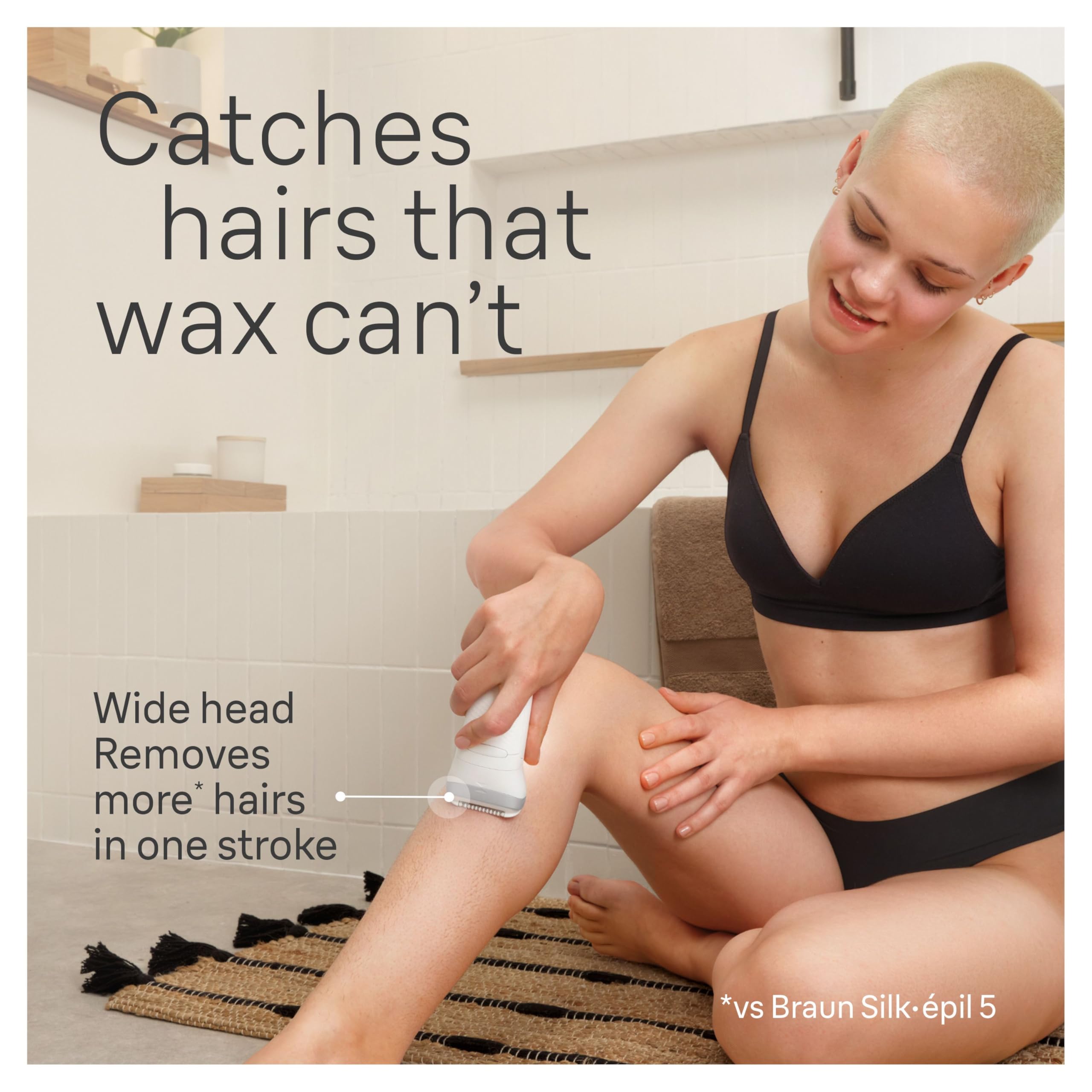 Braun Epilator Silk-épil 7, Hair Removal Device, Women Shaver & Trimmer, Wet and Dry, Wide Head, Includes Shaver Head and Trimmer Comb, SE7-041, Silver