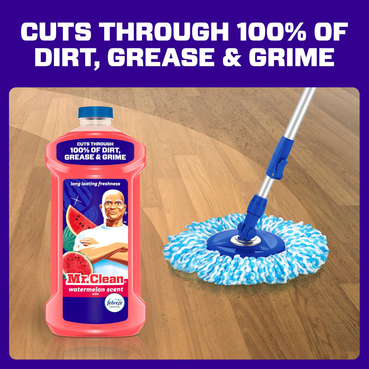 Mr. Clean All Purpose Cleaner, Mop Soap, Floor Cleaner for Mopping Home, Bathroom, & Kitchen, Cleaning Liquid for Mop & Bucket, Cleaning Supplies, Multi-Surface Dilutable, Watermelon, 41oz