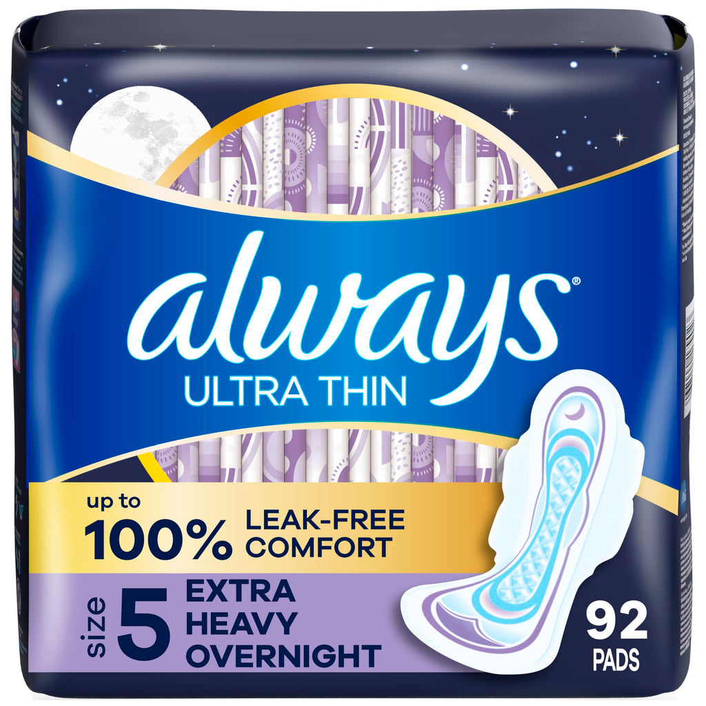 Buy now Always Maxi Overnight Pads with Wings for Women, Size 5, Extra Heavy Overnight Absorbency, Unscented, 36 Count Size 5 92 at indiglob india