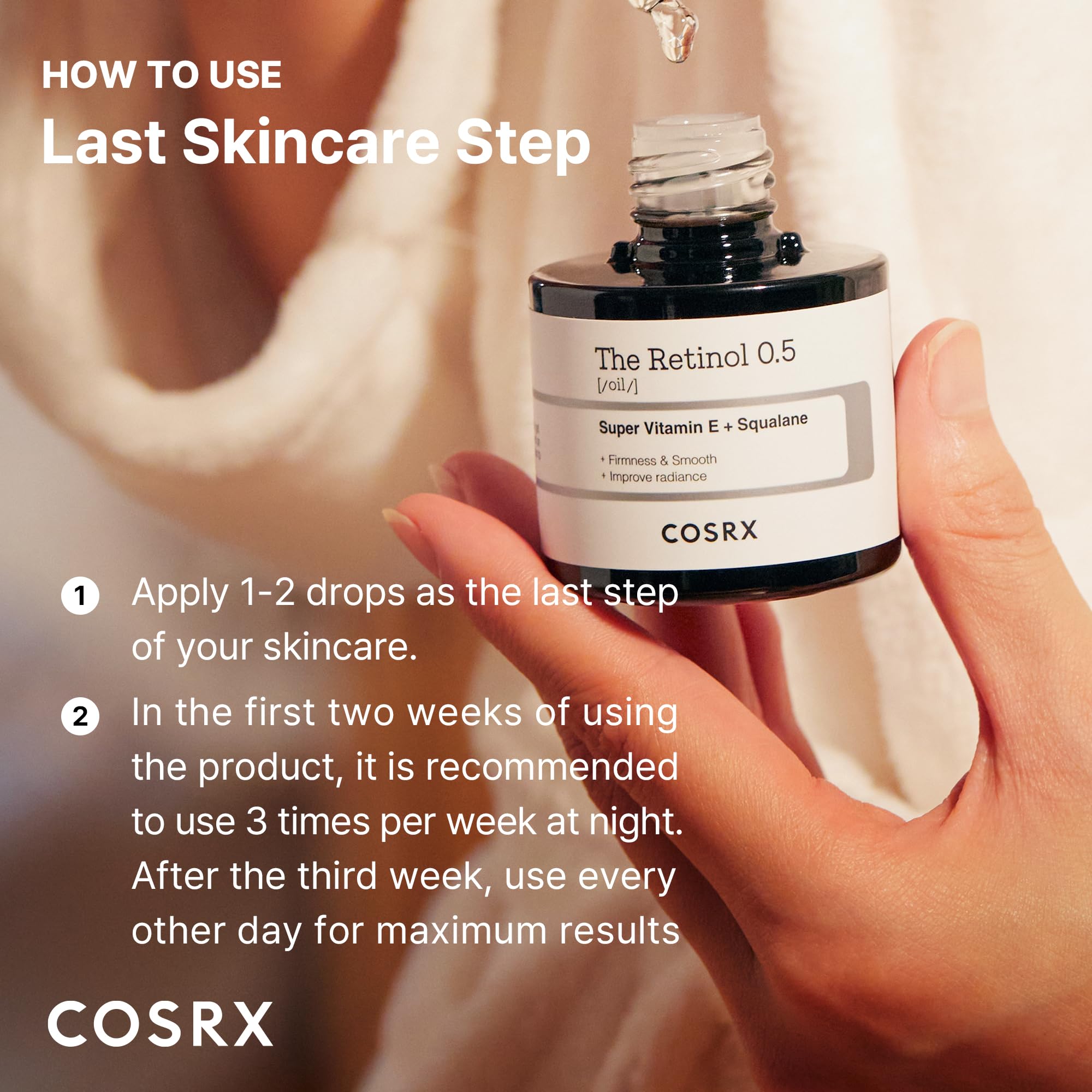 Buy now COSRX Retinol 0.5 Oil, Anti-aging Serum with 0.5% Retinoid Treatment for Face, Reduce Wrinkles, Fine Lines, Gentle Skincare for Day & Night, Not Tested on Animals, Korean Skin Care at indiglob india