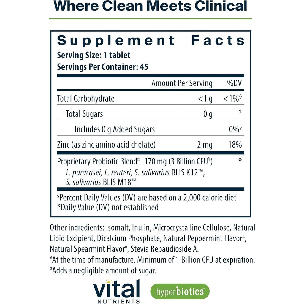 Buy now Hyperbiotics Vital Nutrients Pro Dental Probiotic | Clinically Studied BLIS K12 and M18 | Oral Probiotics for Bad Breath Treatment for Adults | Oral Health for Teeth and Gums | 45 Mint Tablets at indiglob india