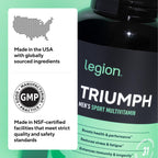 LEGION Triumph Men's Sport Vitamin - Complete Multivitamin for Men - Daily Vitamins for Men to Boost Health and Performance - Men's Multivitamin with 21 Vitamins & Minerals - 30 Servings