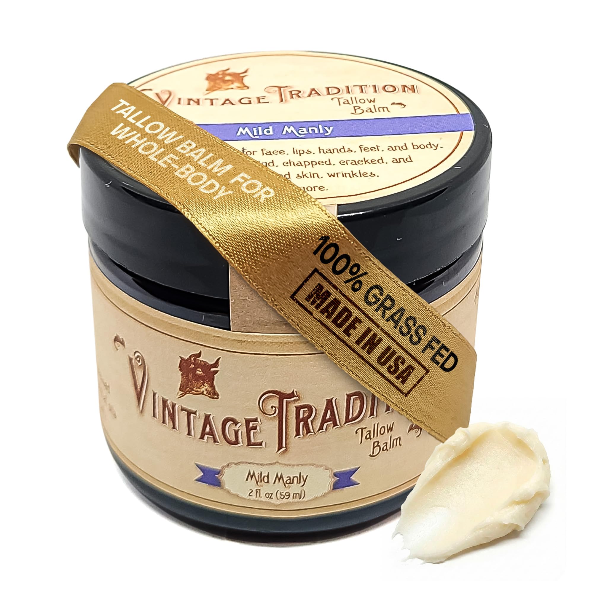 Buy now Vintage Tradition Beef Tallow All Purpose Balm - Healing, Hydrating Weather-Protecting Skin Care Salve Replaces Body Lotion, Hand Cream, More - Essential Oil, Olive Oil, and Grass-Fed Tallow, 2 fl oz. at indiglob india