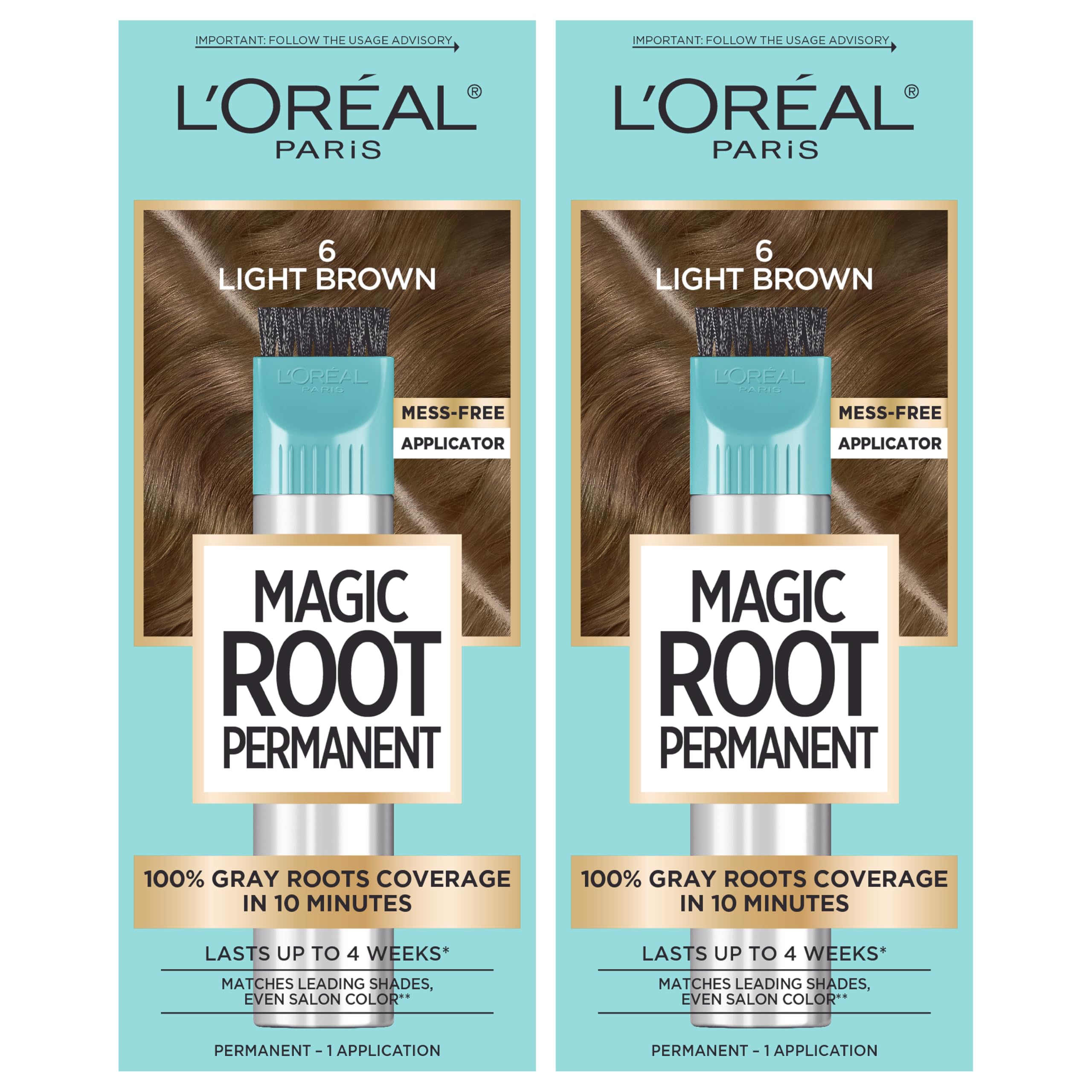 Buy now L'Oreal Paris Magic Root Rescue 10 Minute Root Hair Coloring Kit, Permanent Hair Color with Quick Precision Applicator, 100 percent Gray Coverage, 4 Dark Brown, 2 count at indiglob india