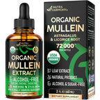 Mullein Drops for Lungs - USDA Organic Mullein Leaf Extract Liquid - 2 oz | Respiratory Health Support for Women & Men - Lung & Bronchial Cleanse for Smokers - As Tincture, Tea, Pills
