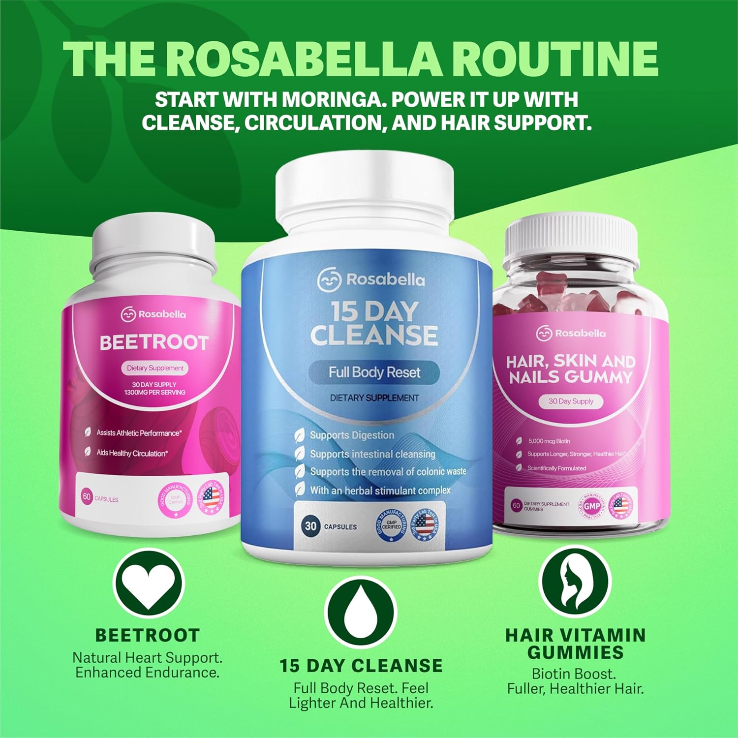 Buy now Rosabella Moringa Capsules - Pure Moringa Powder, Energy, Skin, Immune & Gut Health Superfood, Rich in Antioxidants, Essential Vitamins & Amino Acids, Natural Green Superfood Supplement - 120 Count at indiglob india