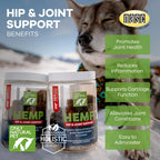 Only Natural Pet Hemp Hip & Joint Support for Dogs - Supplement for Mobility Wellness Pain Relief Healthy Inflammatory & Bone Stiffness - Chews w/Fatty Acid Blend Mussels & Turmeric - 120 Count (H/J)