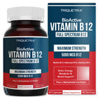 BioActive Vitamin B12 - 5000 mcg, Contains 3 BioActive Forms Methylfolate Cofactor - Methyl B12, Adenosyl B12 & Hydroxy B12 | Supports Energy, Metabolism & Mood | Vegan, Non-GMO (60 Servings)