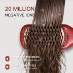MEGAWISE Hair Straightener Brush Pro, Fast Heating Ceramic Ionic Brush for Smooth Frizz-Free Hair, Safe Anti-Scald Design, Dual Voltage Travel Use (Tomato Red)