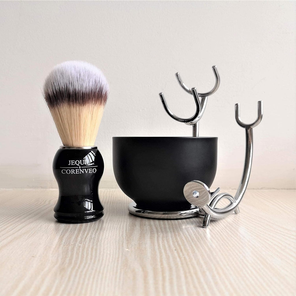 Buy now JEQUIL&CORENVEO Deluxe Shaving Kit for Men, 3 in 1 Shaving Set Includes Shaving Brush, Shaving Bowl, Razor & Brush Holder at indiglob india