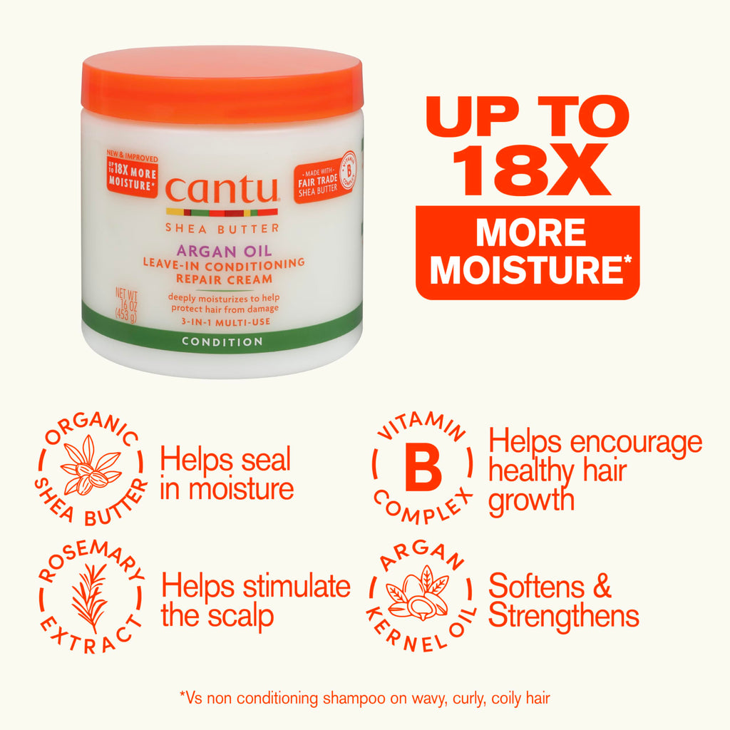 Cantu Argan Oil Leave in Conditioning Repair Cream, 16 Ounce