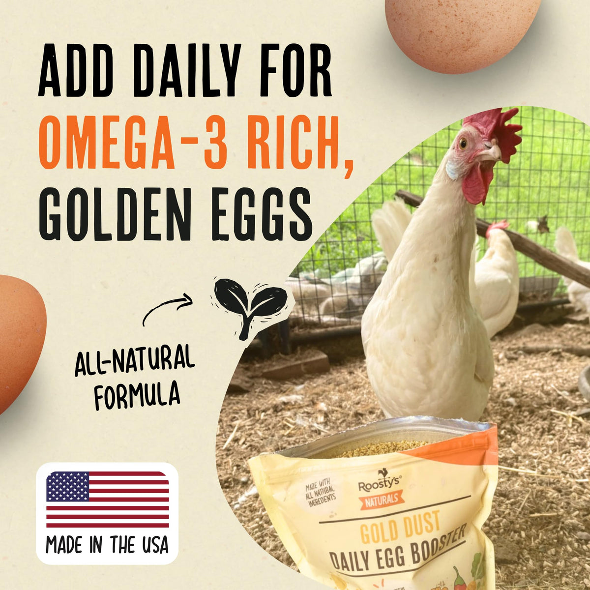 Roosty's Gold Dust Daily Egg Booster Chicken Supplement, 16oz