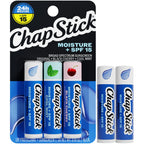 ChapStick Moisture + SPF 15 Lip Balm Sunscreen Variety 5-Pack, 0.15 Oz Ea | Variety 3-Pack (1 Original, 1 Cool Mint, and 1 Black Cherry) + 2 Original Moisture Lip Moisturizers with Sun Protection