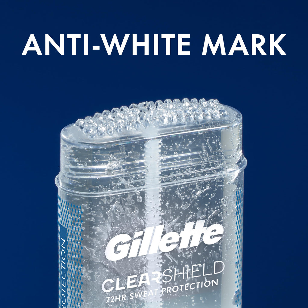 Buy now Gillette Antiperspirant and Deodorant for Men, 72hr Sweat & Odor Protection, Long Lasting Freshness, Anti-White Mark Technology, Clear Gel, Tropical Breeze Scent, 3.8 oz (Pack of 3) at indiglob india