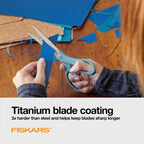 Fiskars 8” SoftGrip Titanium All Purpose Scissors for Office, 3-Pack