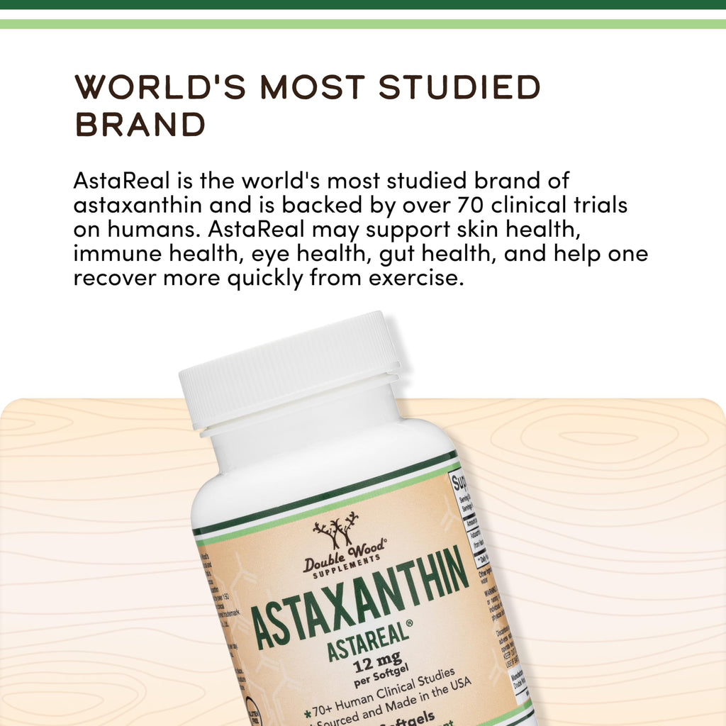 Astaxanthin 12mg Softgels, AstaReal, Eye, Skin + Joint Support, 60 Softgels | Eye, Skin + Joint Supplement, Patented AstaReal, 70+ Human Trials, Dry-Eye + Skin Glow Support, Grown in USA