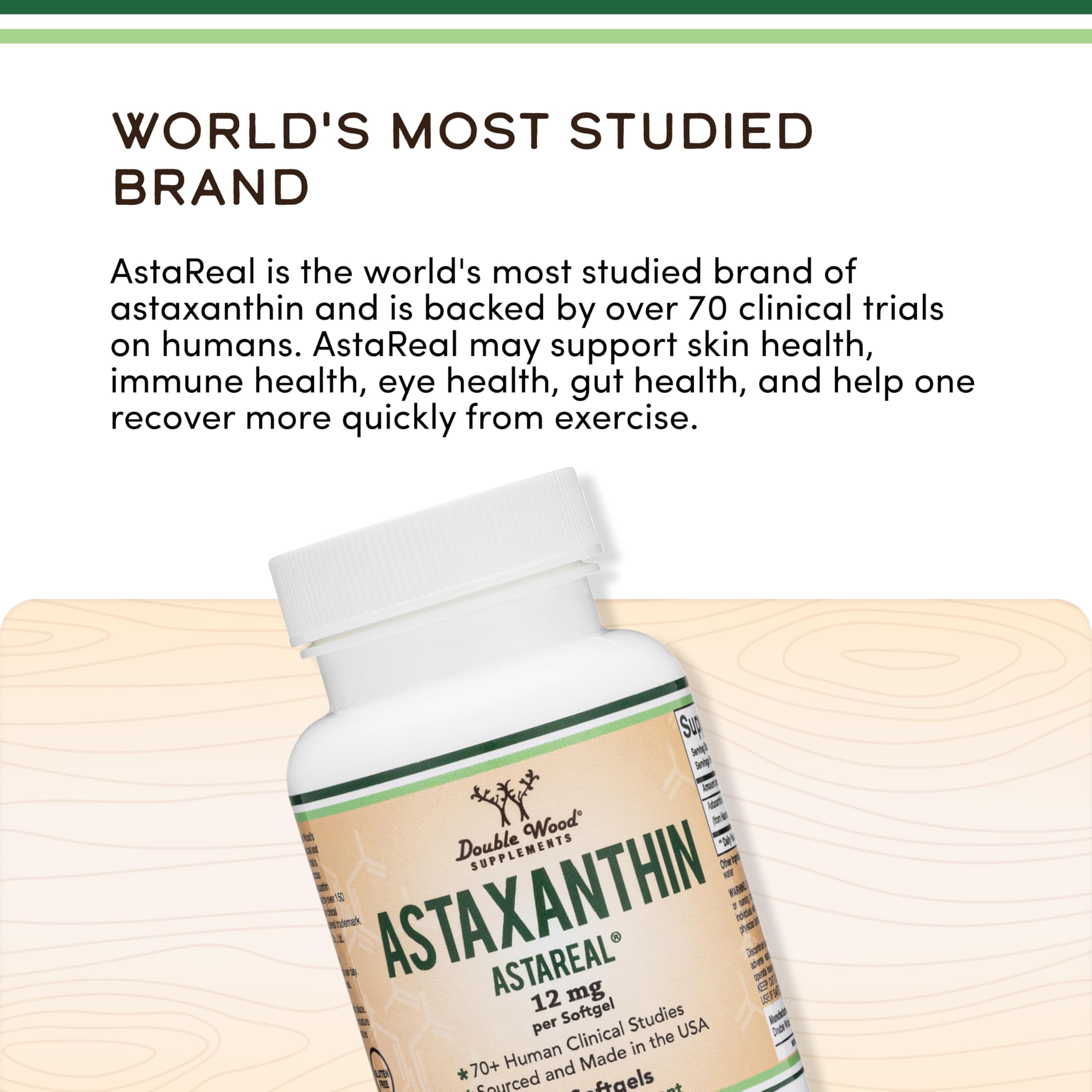 Astaxanthin 12mg Softgels, AstaReal, Eye, Skin + Joint Support, 60 Softgels | Eye, Skin + Joint Supplement, Patented AstaReal, 70+ Human Trials, Dry-Eye + Skin Glow Support, Grown in USA