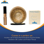 Buy now Tibetan Singing Bowl Set 4.2 inch with Holy Buddhist Mantra and Sacred Third Eye Symbol from Nepal~ Antique design suitable for Yoga, Meditation, Sound Healing & Chakra Balancing~ (4.2 Third EYE) at indiglob india