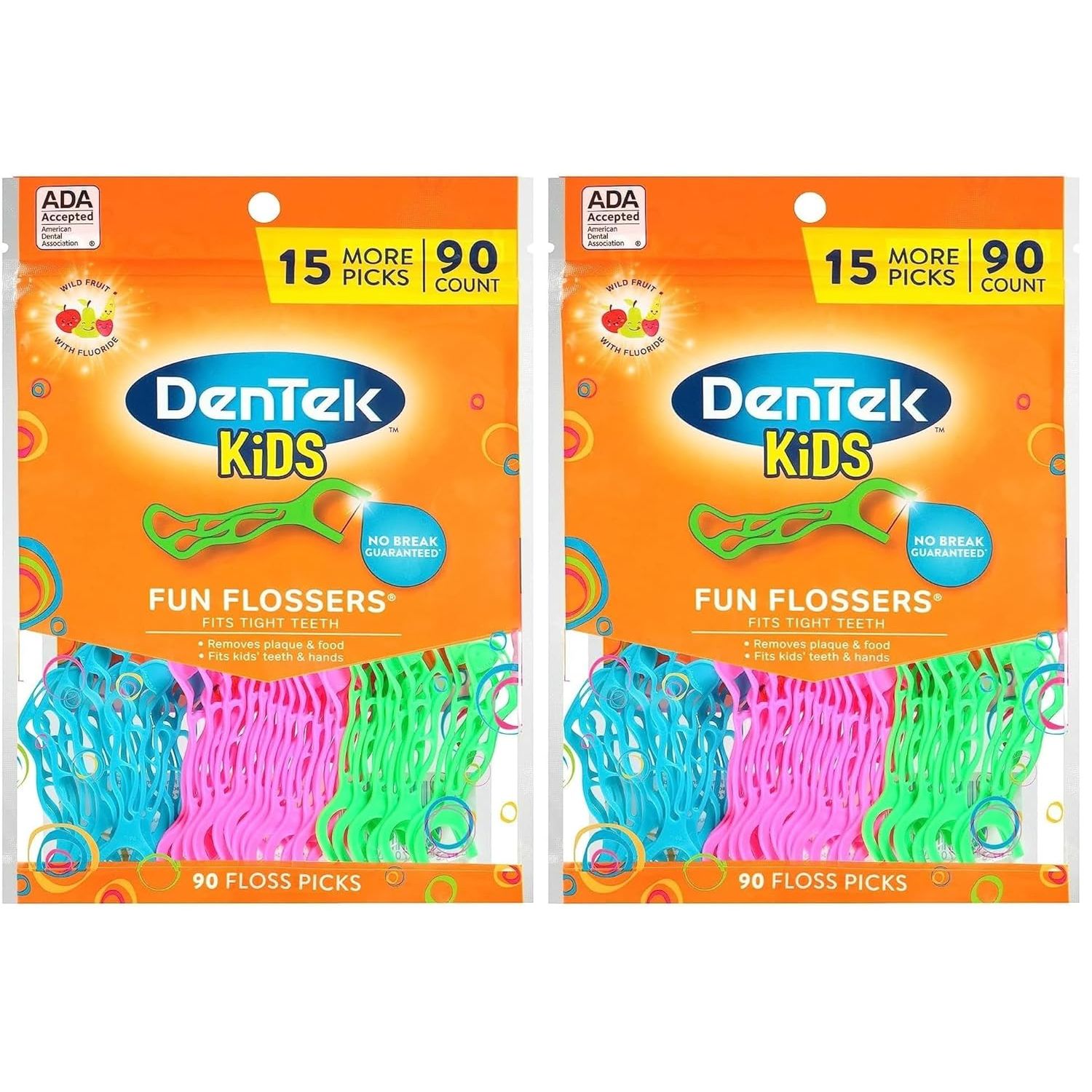 Buy now DenTek Fun Flossers â€“ Kids Floss Picks with Wild Fruit Flavor, 90 Count 90 Count (Pack of 2) Wild Fruit at indiglob india