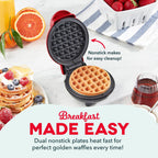 Buy now Dash Mini Waffle Maker- Compact Electric Iron for Creative Homemade Treats - PTFE nonstick surface - Easy-to-Clean - Perfect for Kids & Families - Red at indiglob india