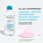 Buy now Garnier Micellar Water for Waterproof Makeup, Hydrating Facial Cleanser & Makeup Remover, Suitable for Sensitive Skin, Vegan, Cruelty Free, 13.5 Fl Oz (400mL), 2 Count at indiglob india