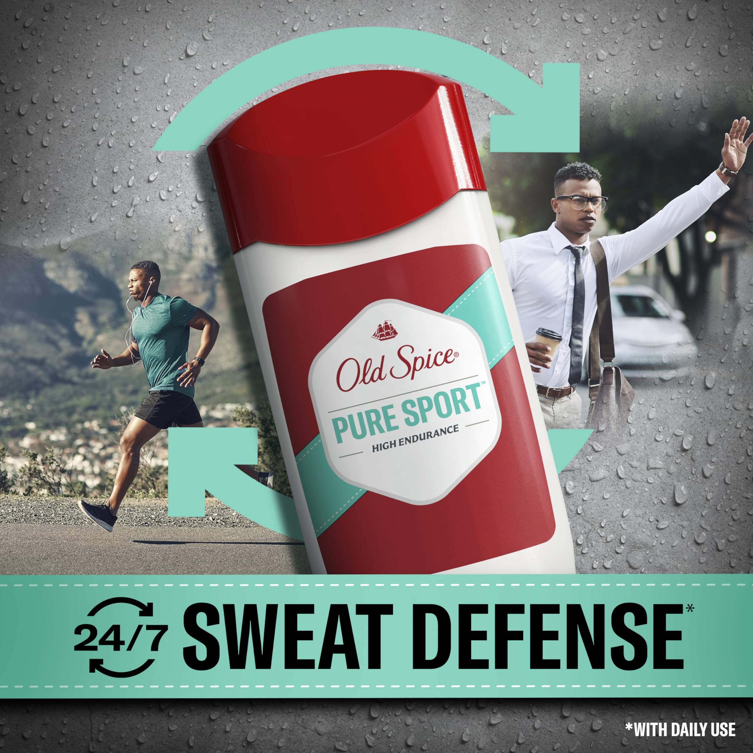 Old Spice Antiperspirant Deodorant For Men, High Endurance, 24/7 Sweat Defense & Odor Protection, 24/7 Freshness & Lasting Scent, Pure Sport Scent, 3.0 oz (Pack of 2)