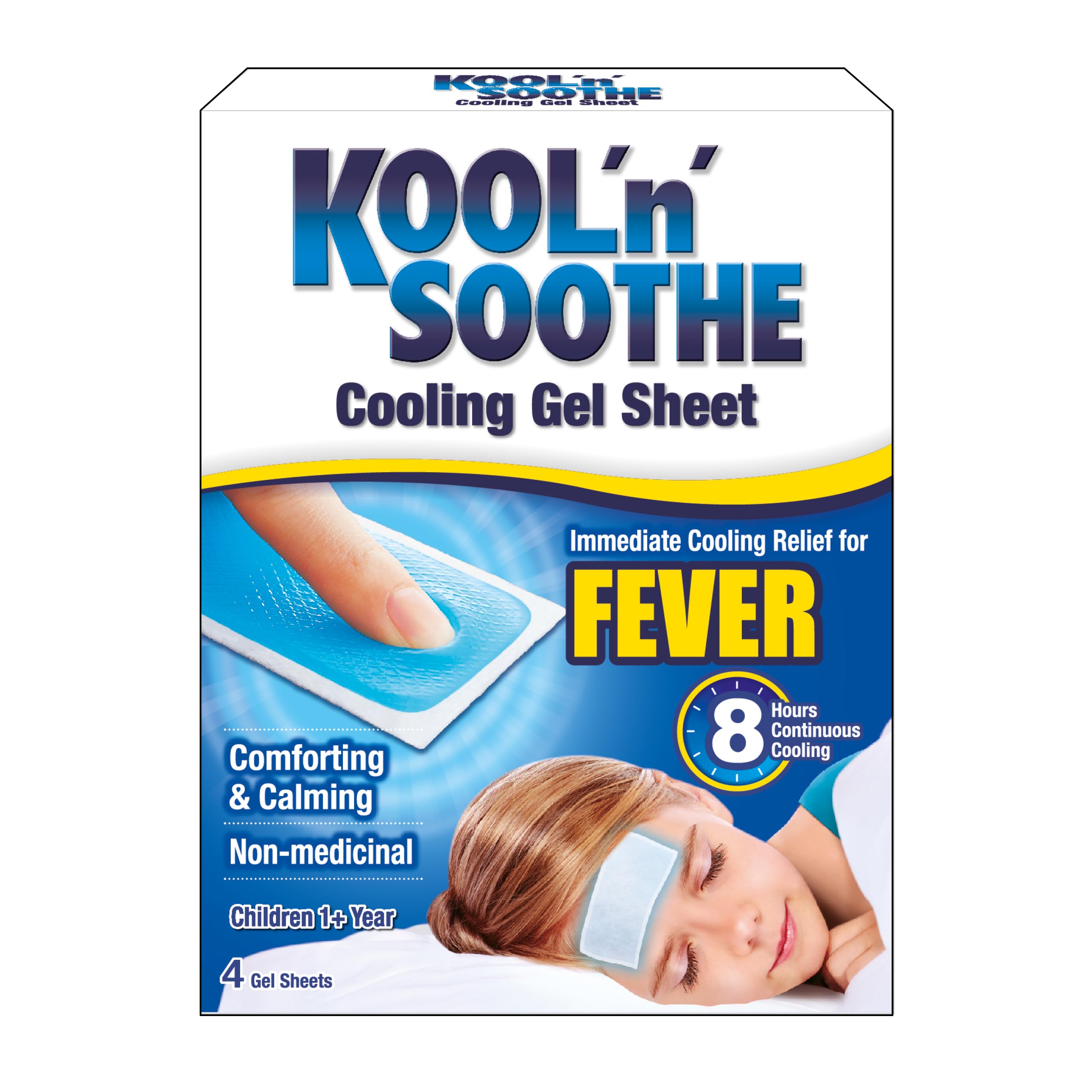 Buy now KOOL 'N' SOOTHE Fever Cooling Gel Sheets/ 4 Pack/Children 1+ Year/Immediate Cooling Relief for Fever 4 Count (Pack of 1) Disposable Cooling Gel Sheet at indiglob india