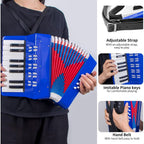 Buy now Accordion, 17 Keys Piano Accordion 8 Bass with Straps for Beginners Kids Student Educational Musical Instrument (Blue) at indiglob india