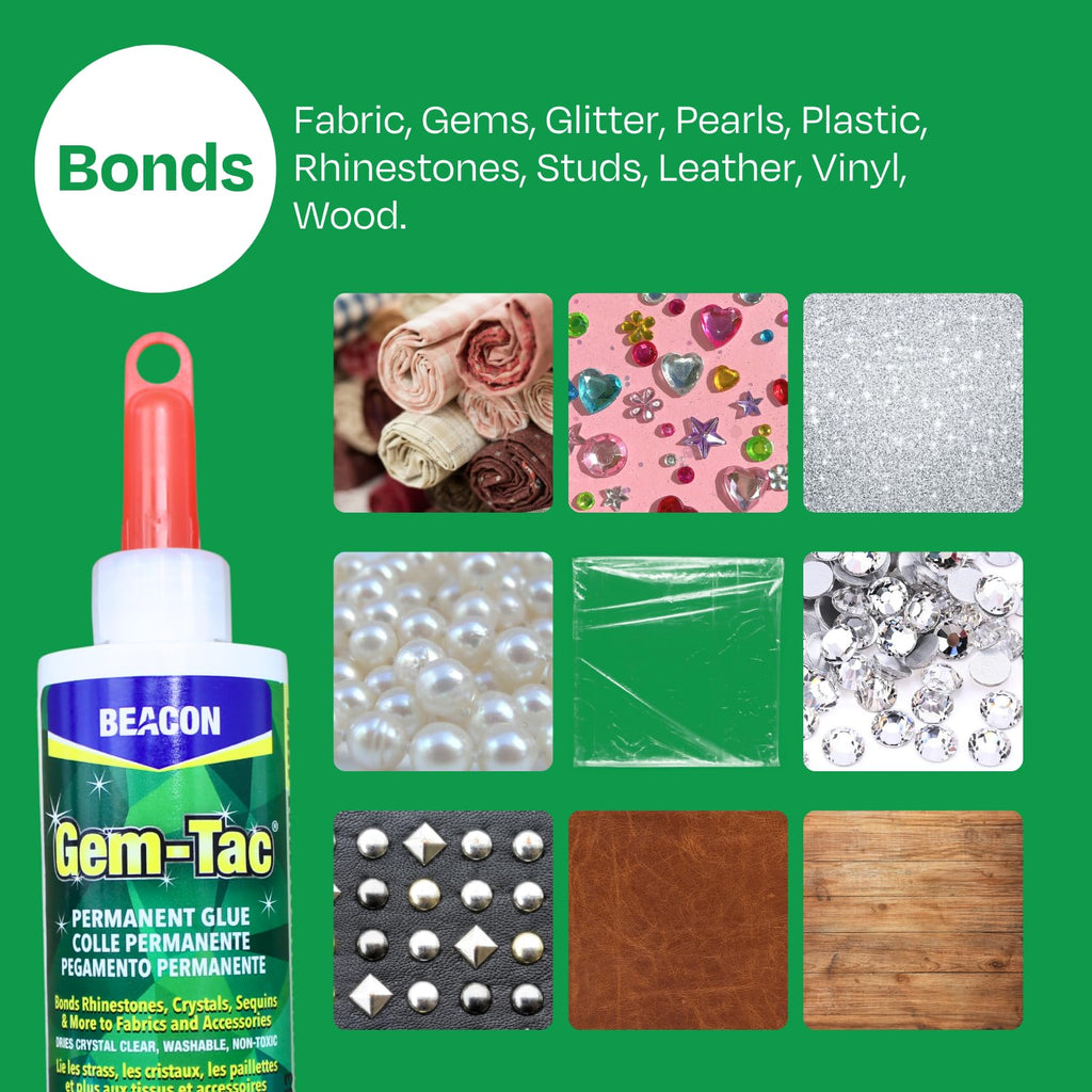 Beacon Gem-Tac Permanent Glue for Embellishing, MINI 3 Pack, 0.51 FL OZ Total, Clear