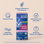 Mommy's Bliss Organic Baby Elderberry Drops, Immune Support with Vitamins, Prebiotics, Zinc & Organic Echinacea, Age 4 Months +, 3 Fl Oz (36 Servings)