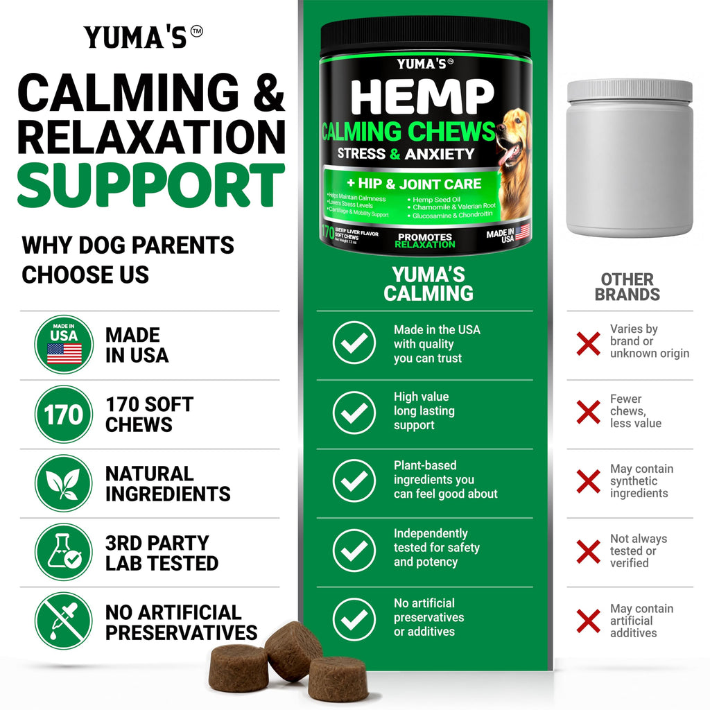 Hemp Calming Chews for Dogs - 170 Treats - Advanced Dog Calming Chews