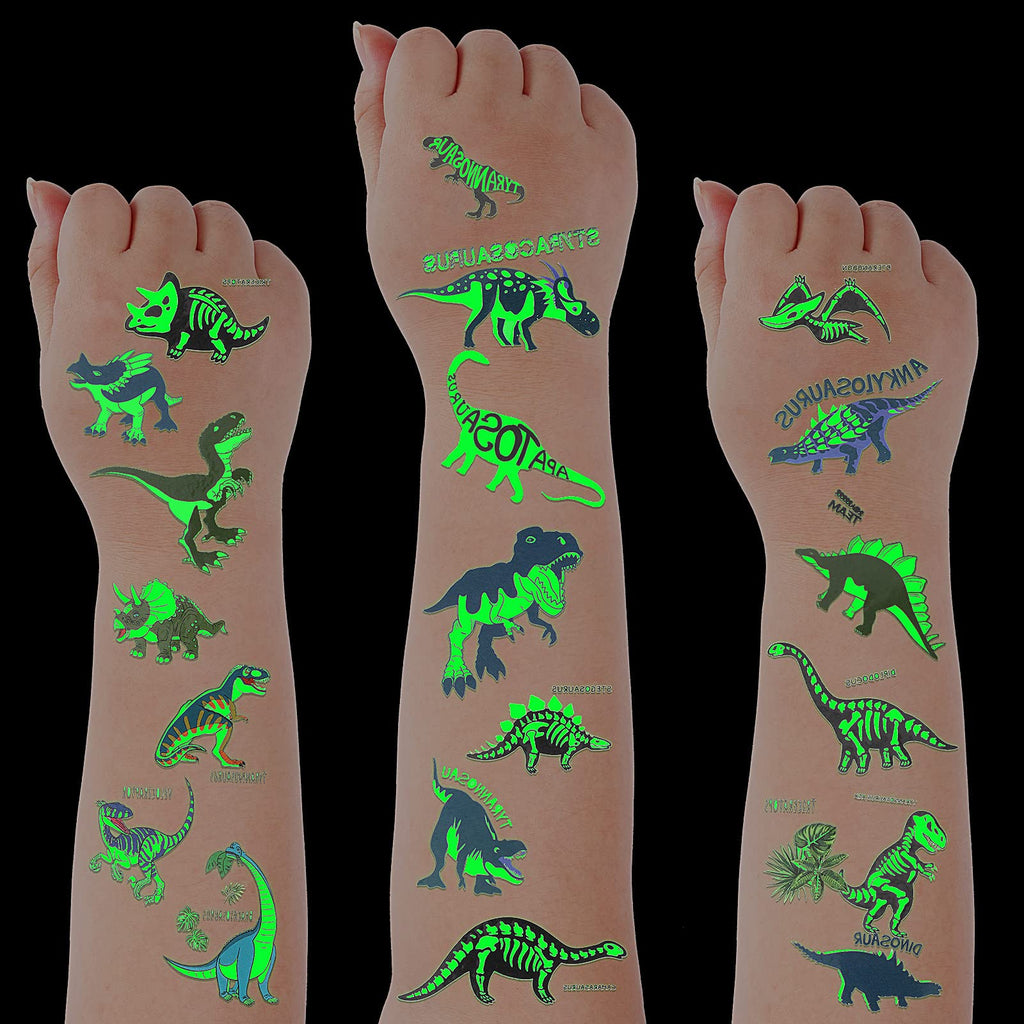 Zonon Dinosaur Glow Temporary Tattoos for Kids Luminous Waterproof Sticker