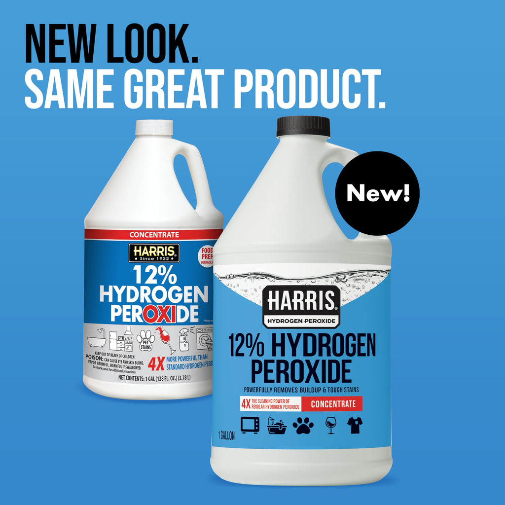 HARRIS 12% Concentrated Hydrogen Peroxide, 128oz, for Kitchen, Bath, Laundry, Home and Garden with Easy Fill Funnel