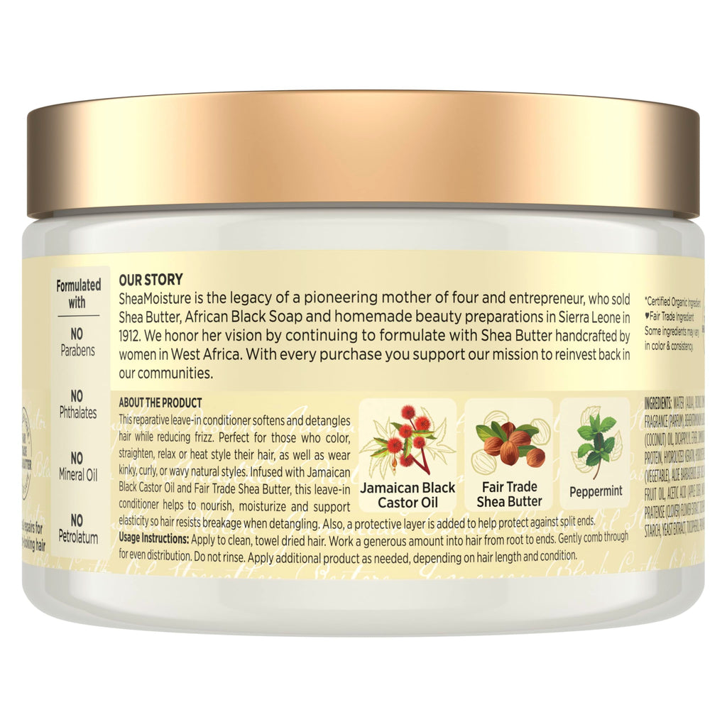 Buy now SheaMoisture Jamaican Black Castor Oil Leave In Conditioner 100% Pure Jamaican Black Castor Oil For Damaged Hair to Soften and Detangle Hair 11.5 oz at indiglob india