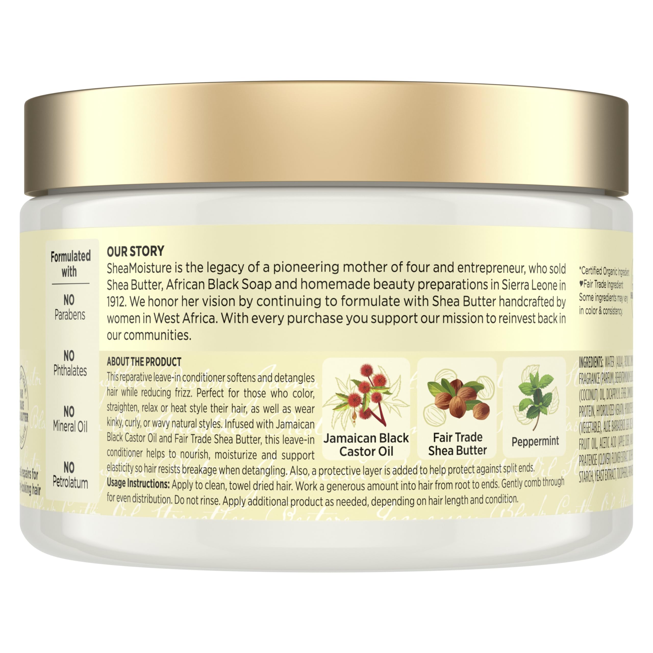 Buy now SheaMoisture Jamaican Black Castor Oil Leave In Conditioner 100% Pure Jamaican Black Castor Oil For Damaged Hair to Soften and Detangle Hair 11.5 oz at indiglob india